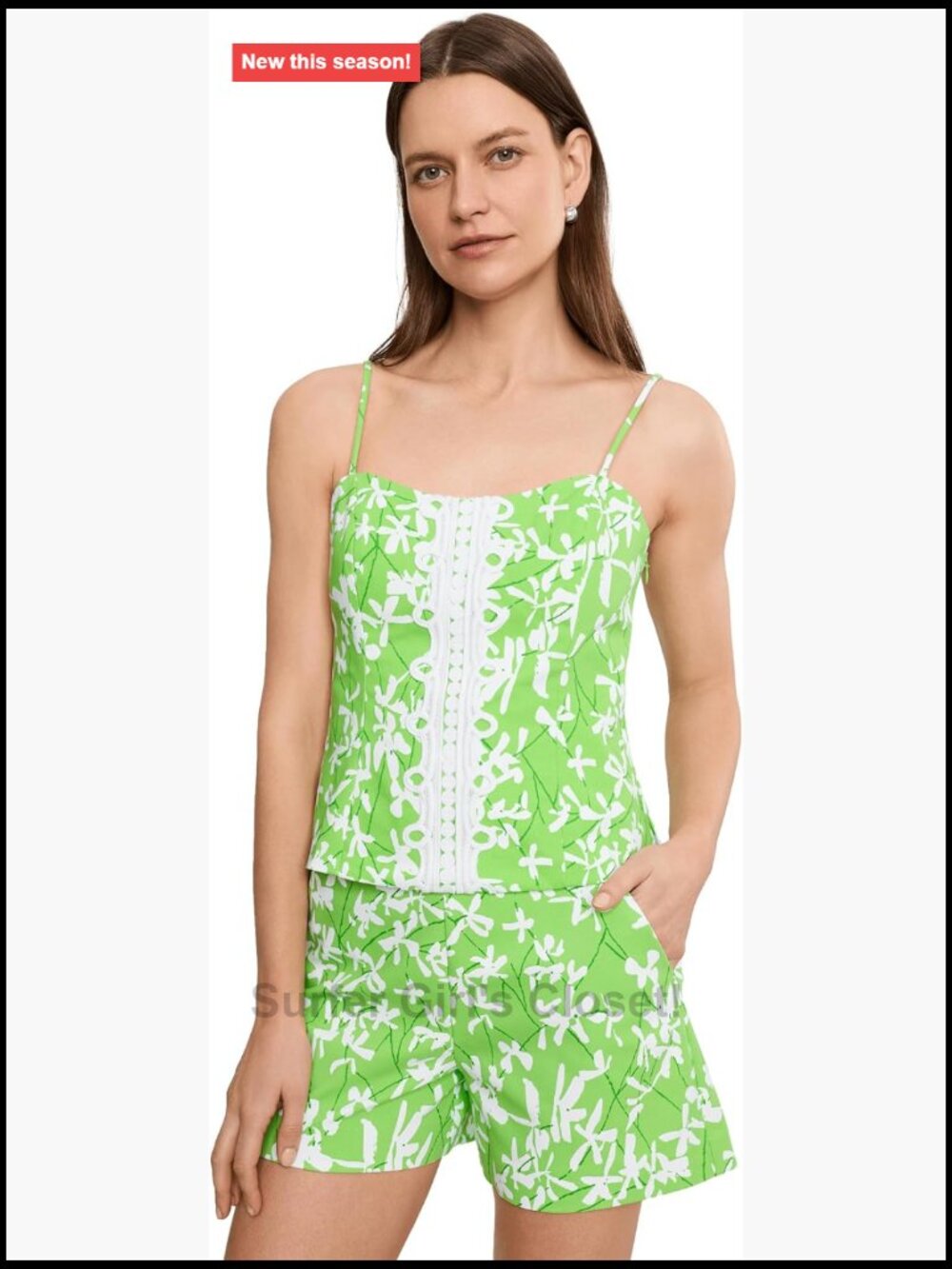 Lilly Pulitzer Shelli Stretch Top Fitted Tank Lined Tie-Back